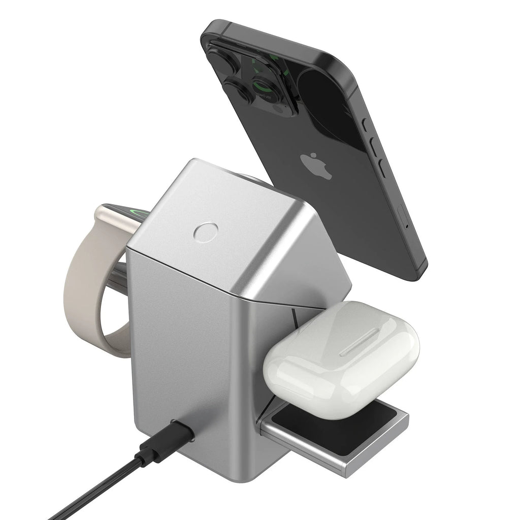 Magic Cube Spin Wireless Charger with Strong Magnetism 15W Fast Charging 3-in-1 New Desktop Wireless Charger for Cross-border