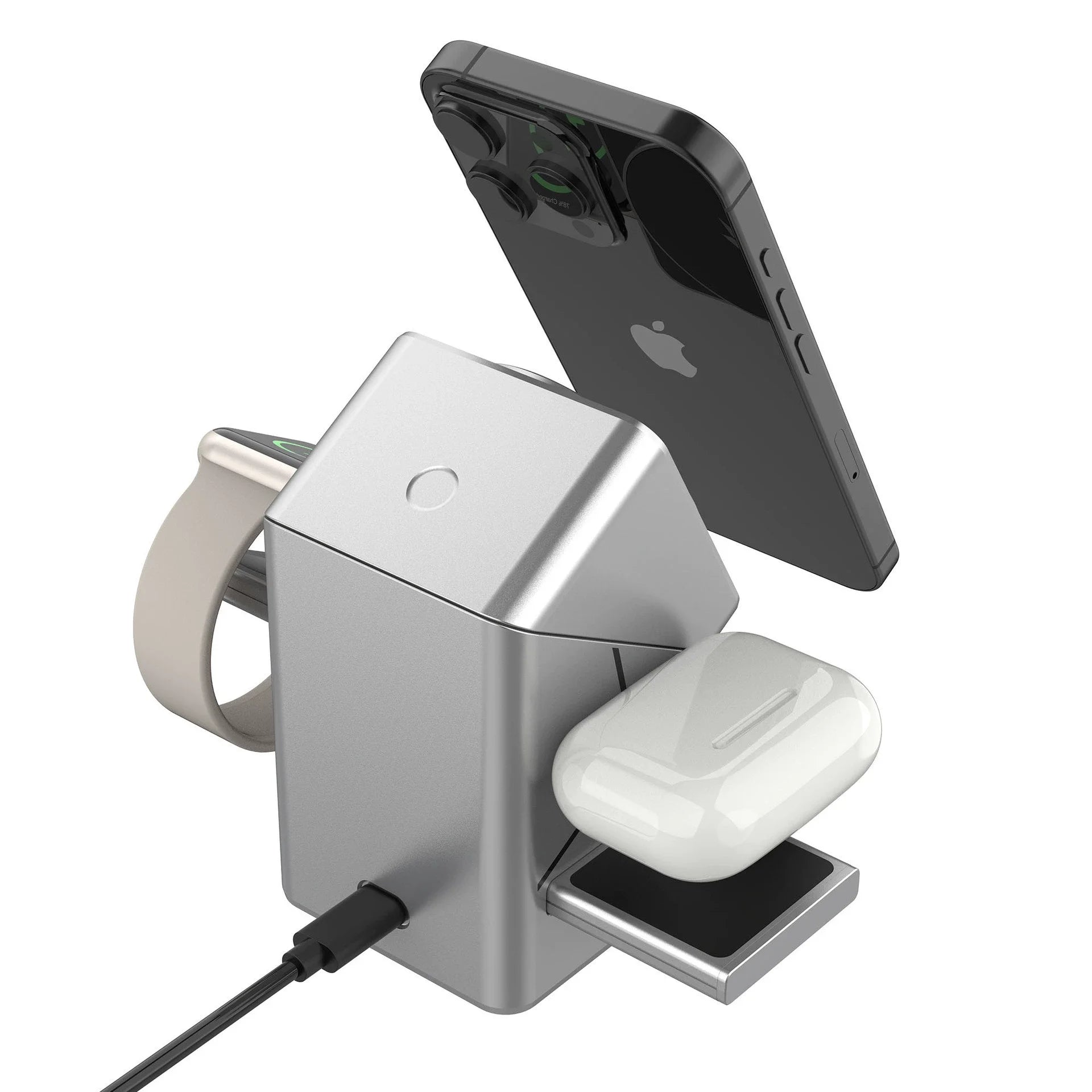 Magic Cube Spin Wireless Charger with Strong Magnetism 15W Fast Charging 3-in-1 New Desktop Wireless Charger for Cross-border